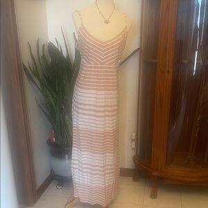 Tommy Bahama Striped Maxi Dress in Tan and White